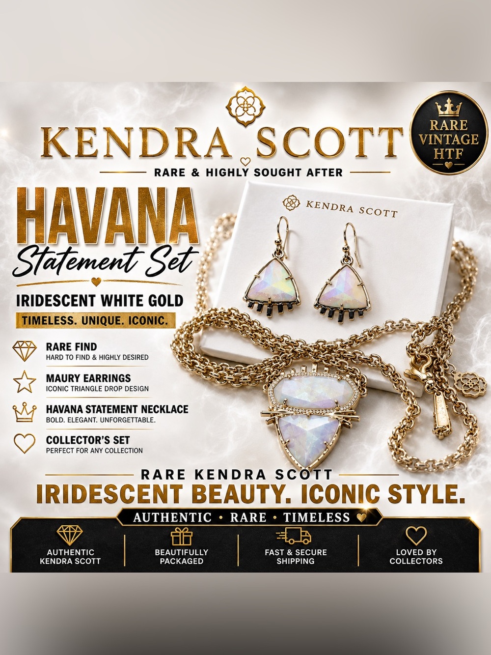 *RARE Kendra Scott Havana Necklace & Maury Earrings Custom Iridescent Set